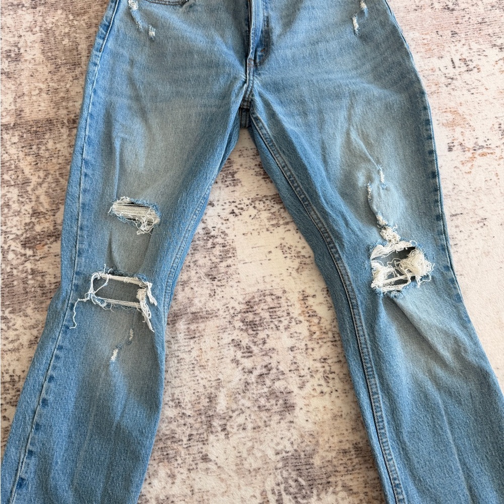 Abercrombie & Fitch Light Blue Distressed Boyfriend Jeans